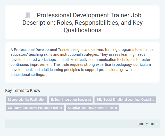 Professional Development Trainer Job Description: Roles, Responsibilities, and Key Qualifications