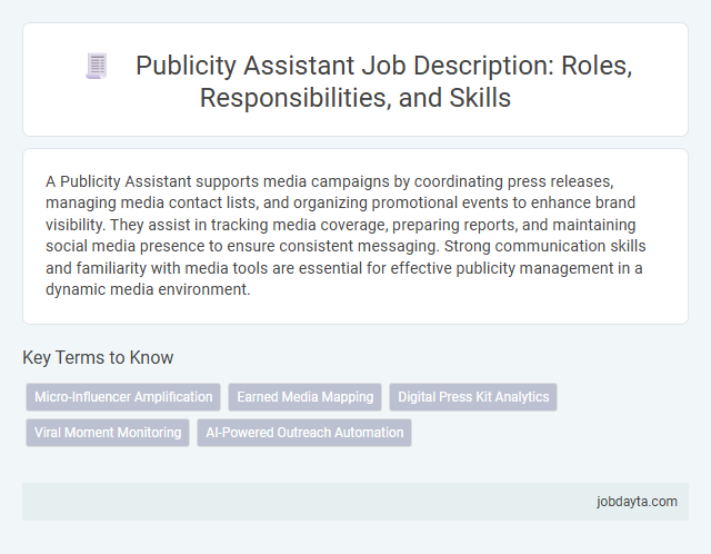 Publicity Assistant Job Description: Roles, Responsibilities, and Skills