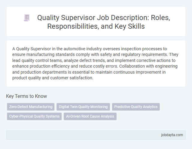 Quality Supervisor Job Description: Roles, Responsibilities, and Key Skills