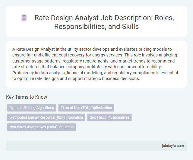 Rate Design Analyst Job Description: Roles, Responsibilities, and Skills