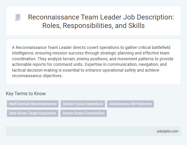 Reconnaissance Team Leader Job Description: Roles, Responsibilities, and Skills