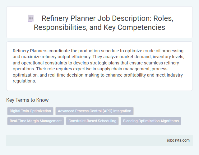 Refinery Planner Job Description: Roles, Responsibilities, and Key Competencies