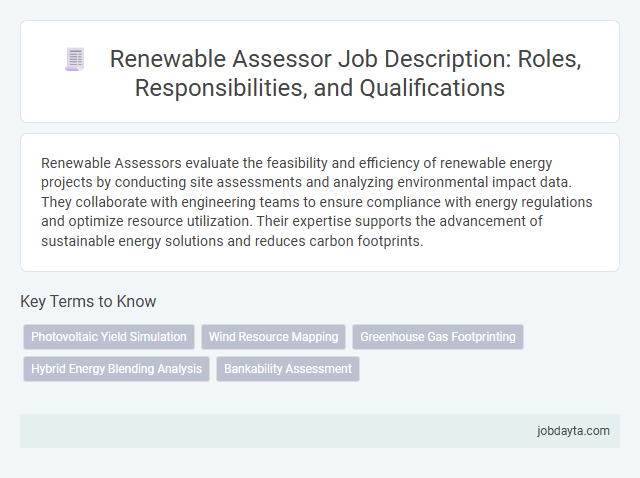 Renewable Assessor Job Description: Roles, Responsibilities, and Qualifications