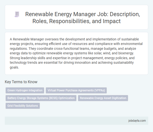 Renewable Energy Manager Job: Description, Roles, Responsibilities, and Impact