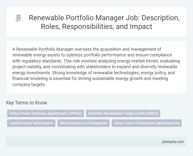 Renewable Portfolio Manager Job: Description, Roles, Responsibilities, and Impact