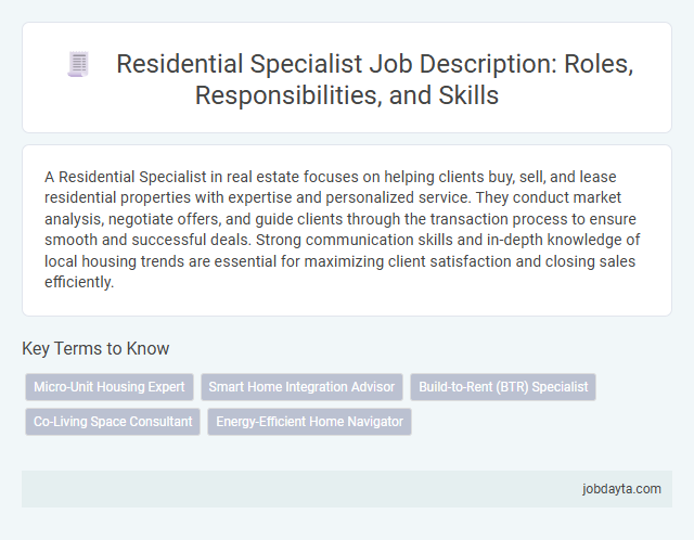 Residential Specialist Job Description: Roles, Responsibilities, and Skills