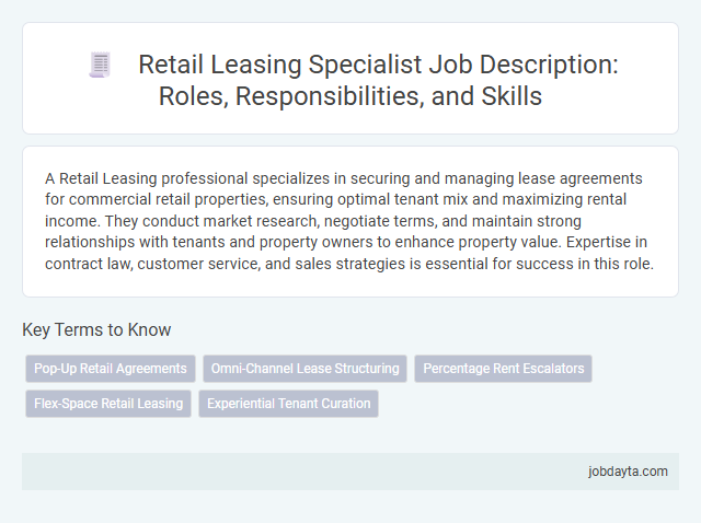 Retail Leasing Specialist Job Description: Roles, Responsibilities, and Skills