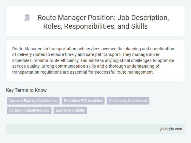 Route Manager Position: Job Description, Roles, Responsibilities, and Skills