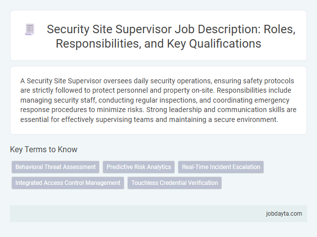 Security Site Supervisor Job Description: Roles, Responsibilities, and Key Qualifications