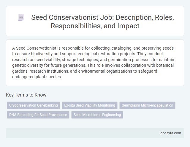 Seed Conservationist Job: Description, Roles, Responsibilities, and Impact