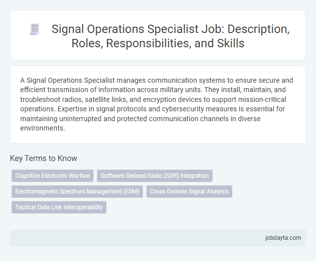 Signal Operations Specialist Job: Description, Roles, Responsibilities, and Skills