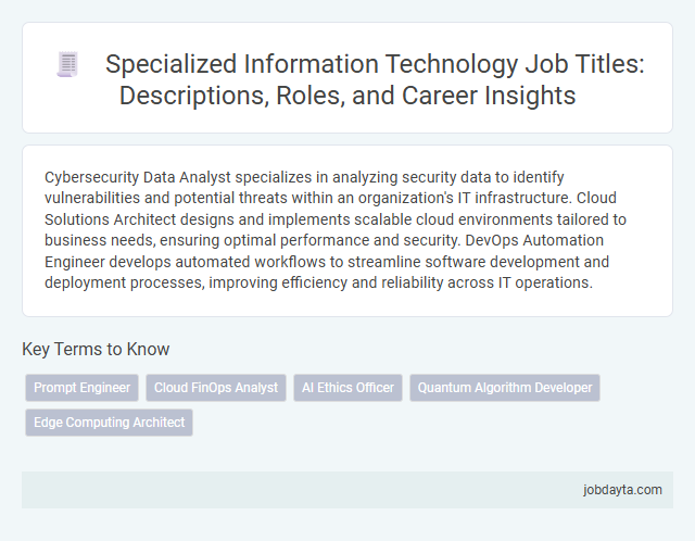 Specialized Information Technology Job Titles: Descriptions, Roles, and Career Insights