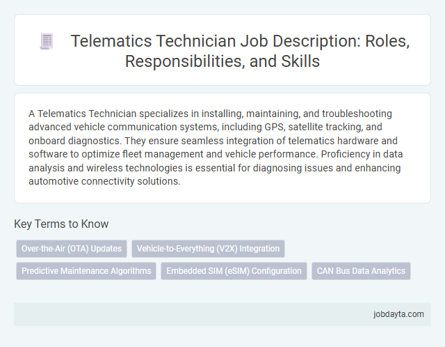 Telematics Technician Job Description: Roles, Responsibilities, and Skills