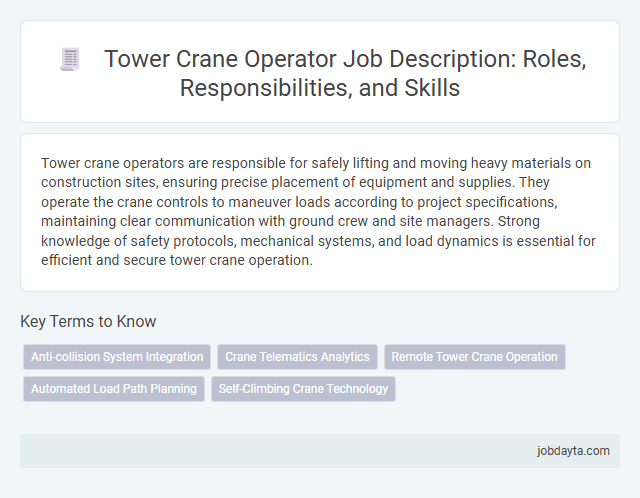 Tower Crane Operator Job Description: Roles, Responsibilities, and Skills