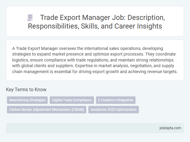 Trade Export Manager Job: Description, Responsibilities, Skills, and Career Insights