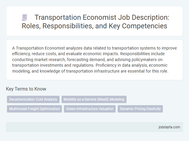 Transportation Economist Job Description: Roles, Responsibilities, and Key Competencies