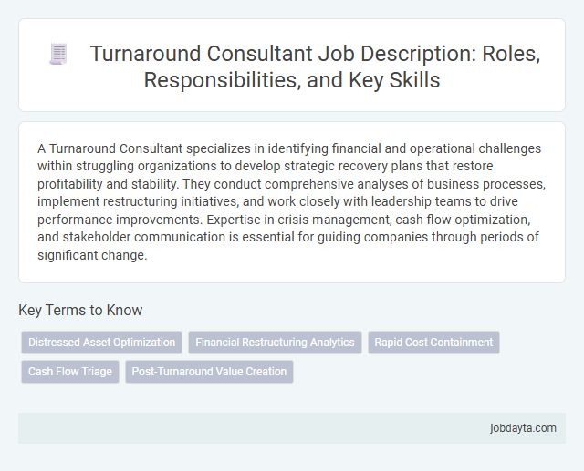 Turnaround Consultant Job Description: Roles, Responsibilities, and Key Skills