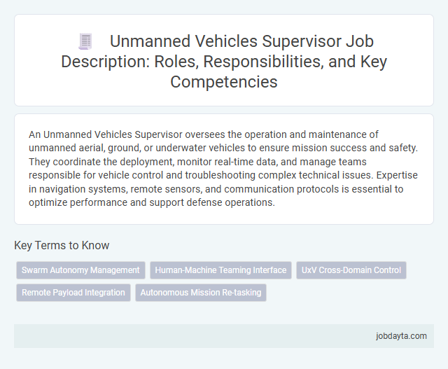 Unmanned Vehicles Supervisor Job Description: Roles, Responsibilities, and Key Competencies
