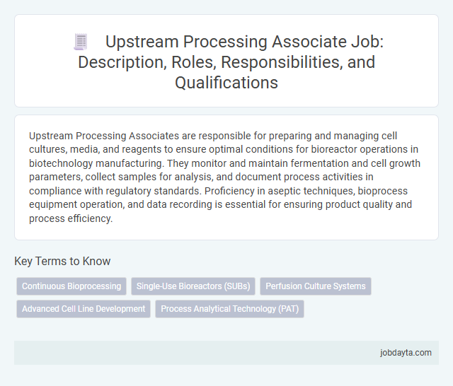 Upstream Processing Associate Job: Description, Roles, Responsibilities, and Qualifications