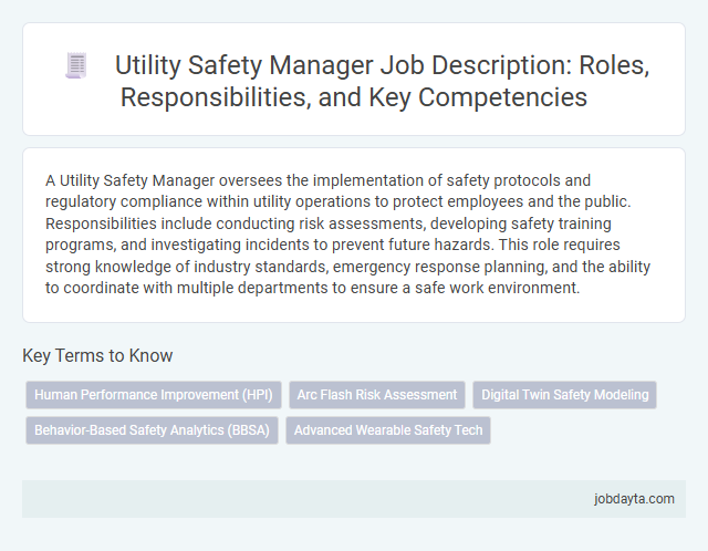 Utility Safety Manager Job Description: Roles, Responsibilities, and Key Competencies