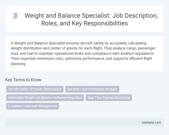 Weight and Balance Specialist: Job Description, Roles, and Key Responsibilities