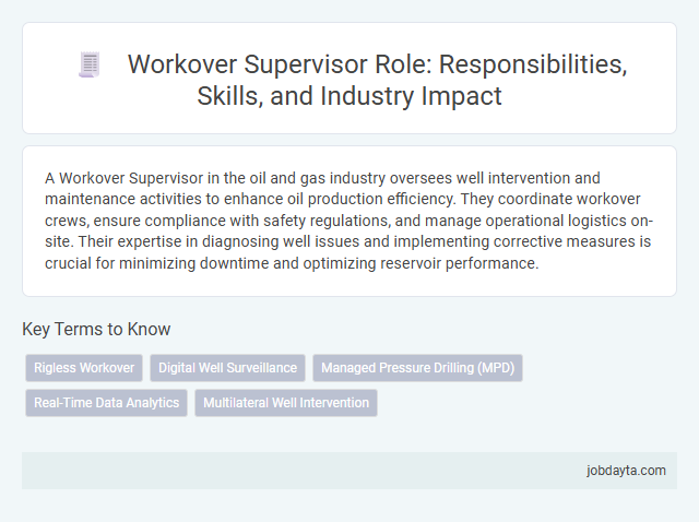 Workover Supervisor Role: Responsibilities, Skills, and Industry Impact