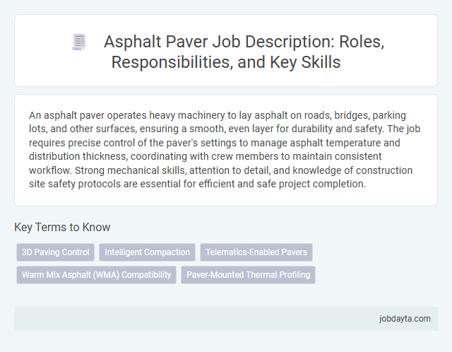 Asphalt Paver Job Description: Roles, Responsibilities, and Key Skills