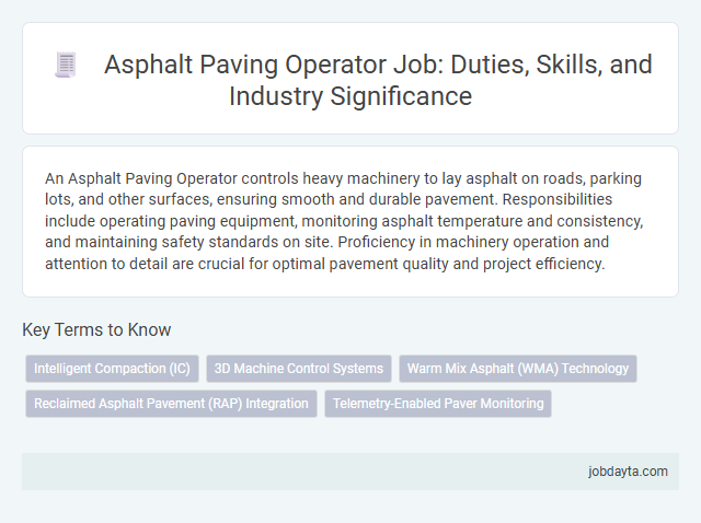 Asphalt Paving Operator Job: Duties, Skills, and Industry Significance