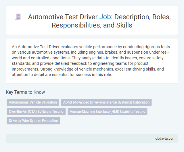 Automotive Test Driver Job: Description, Roles, Responsibilities, and Skills