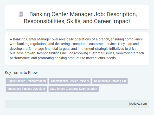 Banking Center Manager Job: Description, Responsibilities, Skills, and Career Impact