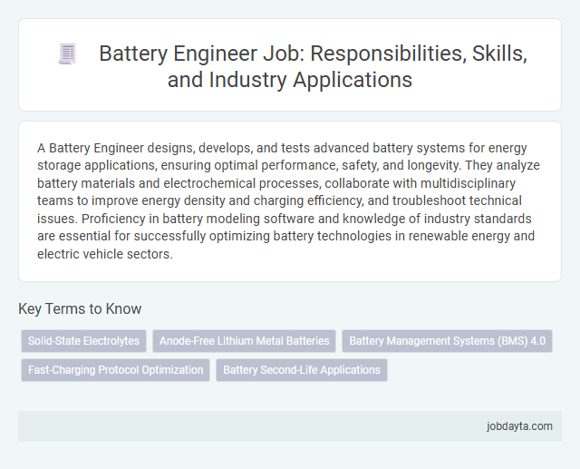 Battery Engineer Job: Responsibilities, Skills, and Industry Applications