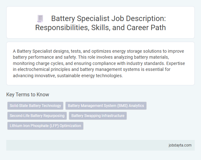 Battery Specialist Job Description: Responsibilities, Skills, and Career Path