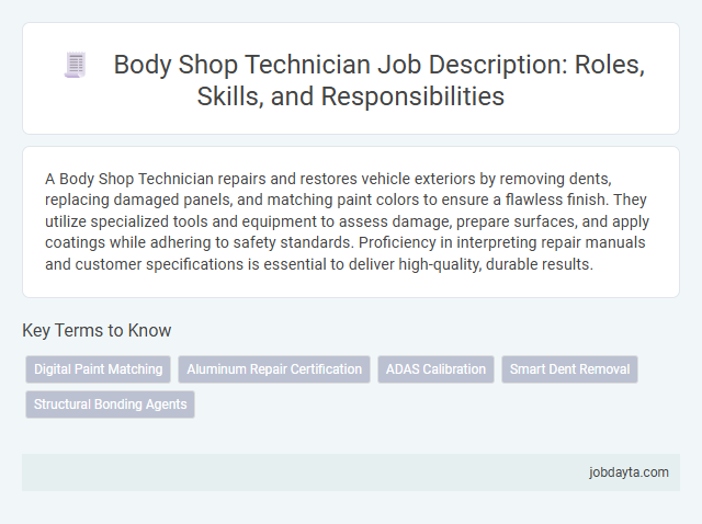 Body Shop Technician Job Description: Roles, Skills, and Responsibilities