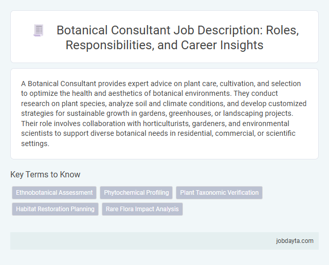 Botanical Consultant Job Description: Roles, Responsibilities, and Career Insights