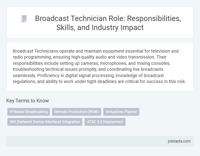 Broadcast Technician Role: Responsibilities, Skills, and Industry Impact