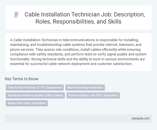 Cable Installation Technician Job: Description, Roles, Responsibilities, and Skills
