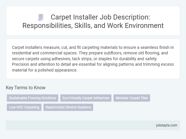 Carpet Installer Job Description: Responsibilities, Skills, and Work Environment