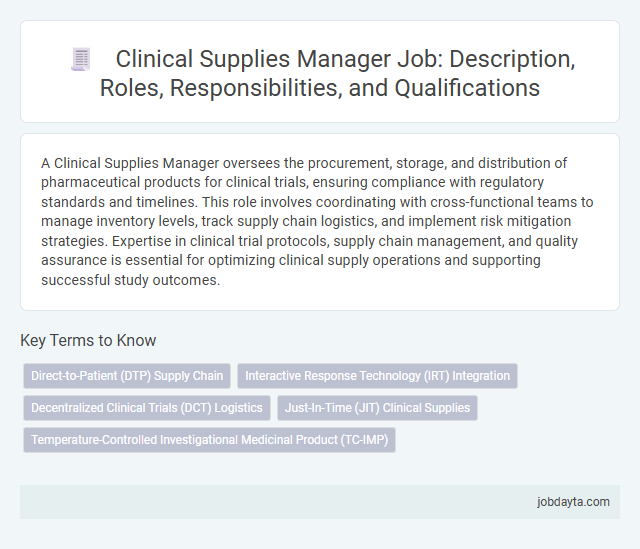 Clinical Supplies Manager Job: Description, Roles, Responsibilities, and Qualifications