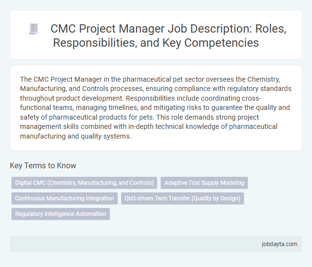 CMC Project Manager Job Description: Roles, Responsibilities, and Key Competencies