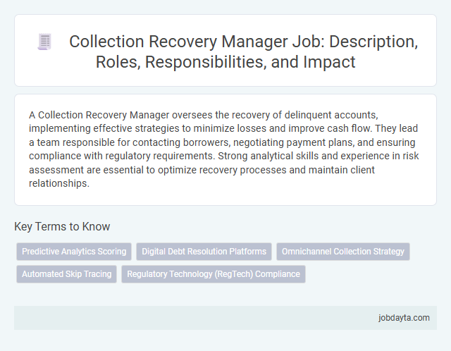 Collection Recovery Manager Job: Description, Roles, Responsibilities, and Impact