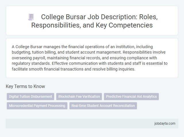 College Bursar Job Description: Roles, Responsibilities, and Key Competencies