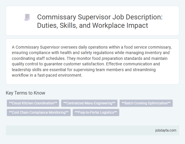 Commissary Supervisor Job Description: Duties, Skills, and Workplace Impact