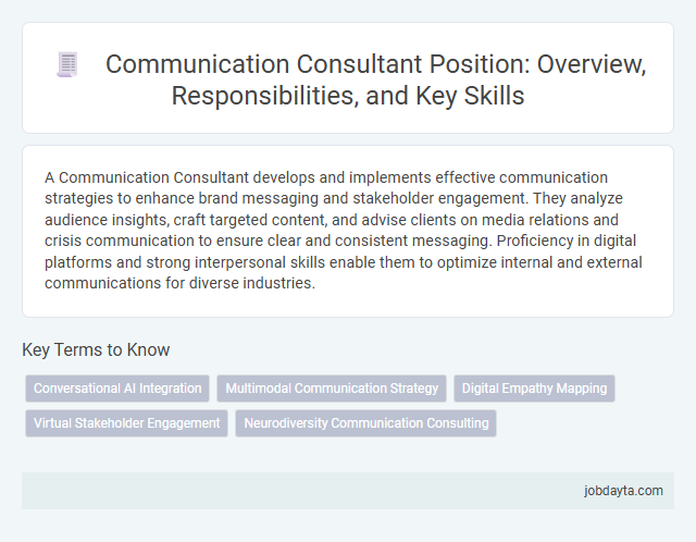 Communication Consultant Position: Overview, Responsibilities, and Key Skills