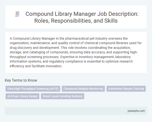 Compound Library Manager Job Description: Roles, Responsibilities, and Skills