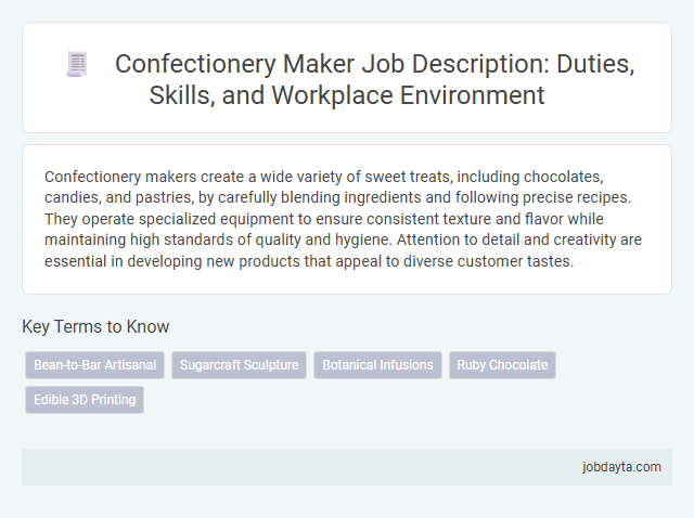 Confectionery Maker Job Description: Duties, Skills, and Workplace Environment