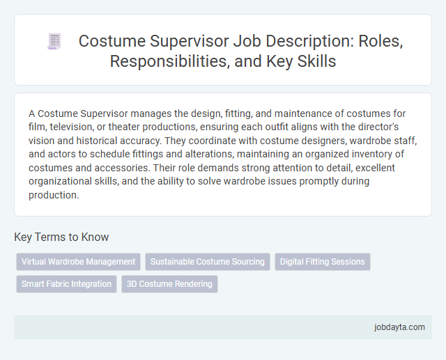 Costume Supervisor Job Description: Roles, Responsibilities, and Key Skills