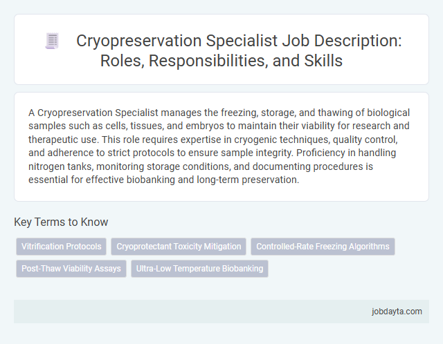 Cryopreservation Specialist Job Description: Roles, Responsibilities, and Skills