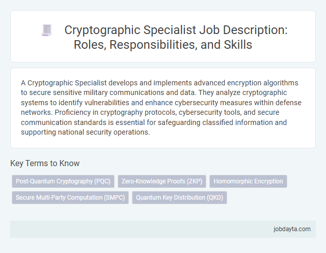 Cryptographic Specialist Job Description: Roles, Responsibilities, and Skills