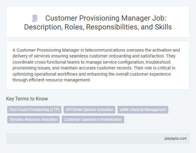 Customer Provisioning Manager Job: Description, Roles, Responsibilities, and Skills