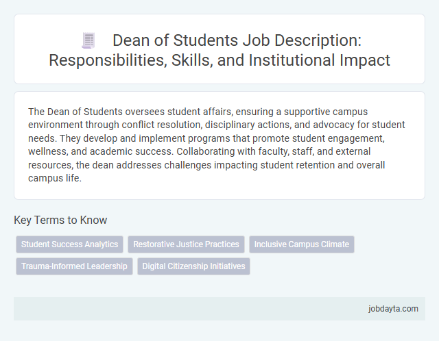 Dean of Students Job Description: Responsibilities, Skills, and Institutional Impact